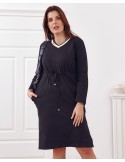 Sukienka Plus Size wiązana w pasie czarna FK569 - Sklep internetowy - Butik