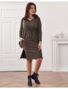 Sukienka Plus Size wiązana w pasie khaki FK569 - Sklep internetowy - Butik