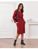 Sukienka Plus Size wiązana w pasie bordowa FK569 - Sklep internetowy - Butik