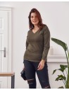 Bluzka z długim rękawem Plus Size khaki FK568  - Sklep internetowy - Butik