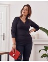 Bluzka z długim rękawem Plus Size czarna FK568  - Sklep internetowy - Butik