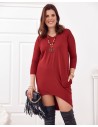 Plus Size sukienka z dłuższym tyłem bordowa FK565 - Sklep internetowy - Butik