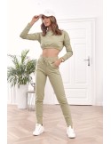 Sportowy zestaw dresowy basic khaki FI605 - Sklep internetowy - Butik