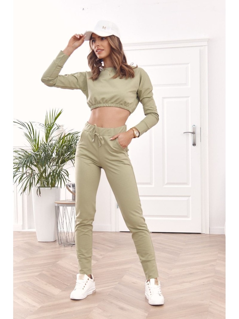 Sportowy zestaw dresowy basic khaki FI605 - Sklep internetowy - Butik