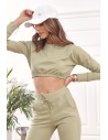 Sportowy zestaw dresowy basic khaki FI605 - Sklep internetowy - Butik