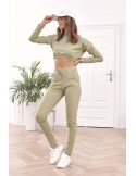 Sportowy zestaw dresowy basic khaki FI605 - Sklep internetowy - Butik