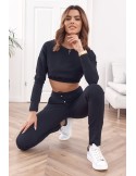 Sportowy zestaw dresowy basic czarny FI605 - Sklep internetowy - Butik