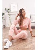 Sportowy zestaw dresowy basic pudrowy FI605 - Sklep internetowy - Butik