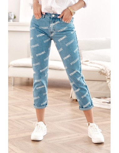 Spodnie jeansowe z napisami Boyfriend 1125  - Sklep internetowy - Butik