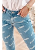 Spodnie jeansowe z napisami Boyfriend 1125  - Sklep internetowy - Butik