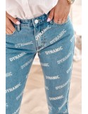 Spodnie jeansowe z napisami Boyfriend 1125  - Sklep internetowy - Butik