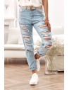 Spodnie jeansowe z dziurami mom fit 5120  - Sklep internetowy - Butik