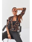 Kopertowa bluzka animal print czarna 020481 - Sklep internetowy - Butik