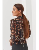 Kopertowa bluzka animal print czarna 020481 - Sklep internetowy - Butik