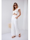 Ekri komplet crop top z szerokimi spodniami 8108 - Sklep internetowy - Butik