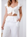 Ekri komplet crop top z szerokimi spodniami 8108 - Sklep internetowy - Butik