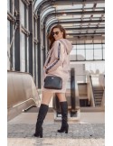 Plus Size ocieplana tunika z kapturem cappuccino FI586 - Sklep internetowy - Butik