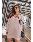 Plus Size ocieplana tunika z kapturem cappuccino FI586 - Sklep internetowy - Butik