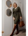 Sukienka Plus Size wiązana w pasie khaki FK569 - Sklep internetowy - Butik