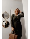 Sukienka Plus Size wiązana w pasie khaki FK569 - Sklep internetowy - Butik