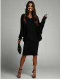 Multifunctional dress/tunic/blouse with batwing sleeves 3 in 1 black FG632