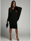 Multifunctional dress/tunic/blouse with batwing sleeves 3 in 1 black FG632