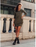 Casualowa sukienka bombka khaki 9988 - Sklep internetowy - Butik