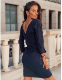 Navy Blue Dress Tied at the Waist 9729 - Online store - Boutique