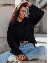 Sweter golf z rozszerzanym rękawem czarny 321110 - Sklep internetowy - Butik