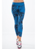 Niebieskie legginsy w czarne wzory H0060 - Sklep internetowy - Butik