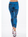 Niebieskie legginsy w czarne wzory H0060 - Sklep internetowy - Butik