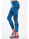 Niebieskie legginsy w czarne wzory H0060 - Sklep internetowy - Butik