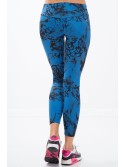 Niebieskie legginsy w czarne wzory H0060 - Sklep internetowy - Butik