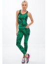 Zielone legginsy w czarne wzory H0060 - Sklep internetowy - Butik