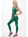 Zielone legginsy w czarne wzory H0060 - Sklep internetowy - Butik