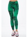 Zielone legginsy w czarne wzory H0060 - Sklep internetowy - Butik