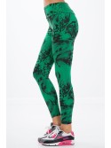 Zielone legginsy w czarne wzory H0060 - Sklep internetowy - Butik