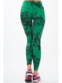 Zielone legginsy w czarne wzory H0060 - Sklep internetowy - Butik