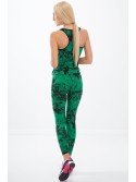 Zielone legginsy w czarne wzory H0060 - Sklep internetowy - Butik