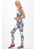 Białe legginsy w czarne wzory H0060 - Sklep internetowy - Butik