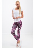 Amarantowe sportowe legginsy we wzory H1001 - Sklep internetowy - Butik