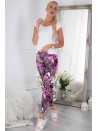 Amarantowe sportowe legginsy we wzory H1001 - Sklep internetowy - Butik