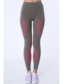 Legginsy bezszwowe khaki-różowe MR81199 - Sklep internetowy - Butik