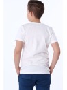 T-shirt chłopięcy z naszytą aplikacją biały NDZ47001 - Sklep internetowy - Butik