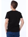 T-shirt chłopięcy z naszytą aplikacją czarny NDZ47001 - Sklep internetowy - Butik