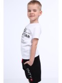 T-shirt chłopięcy z nadrukiem biały NDZ4489 - Sklep internetowy - Butik