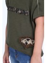 T-shirt z detalami moro khaki NDZ8641 - Sklep internetowy - Butik