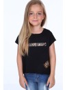 T-shirt z detalami moro czarny NDZ8641 - Sklep internetowy - Butik