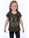 T-shirt z mieniącą aplikacją khaki NDZ8490 - Sklep internetowy - Butik