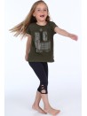 T-shirt z mieniącą aplikacją khaki NDZ8490 - Sklep internetowy - Butik